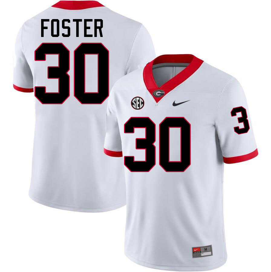 #30 Terrell Foster UGA Jersey,University Of Georgia Bulldogs Football Jersey,Uniforms,Gears-White